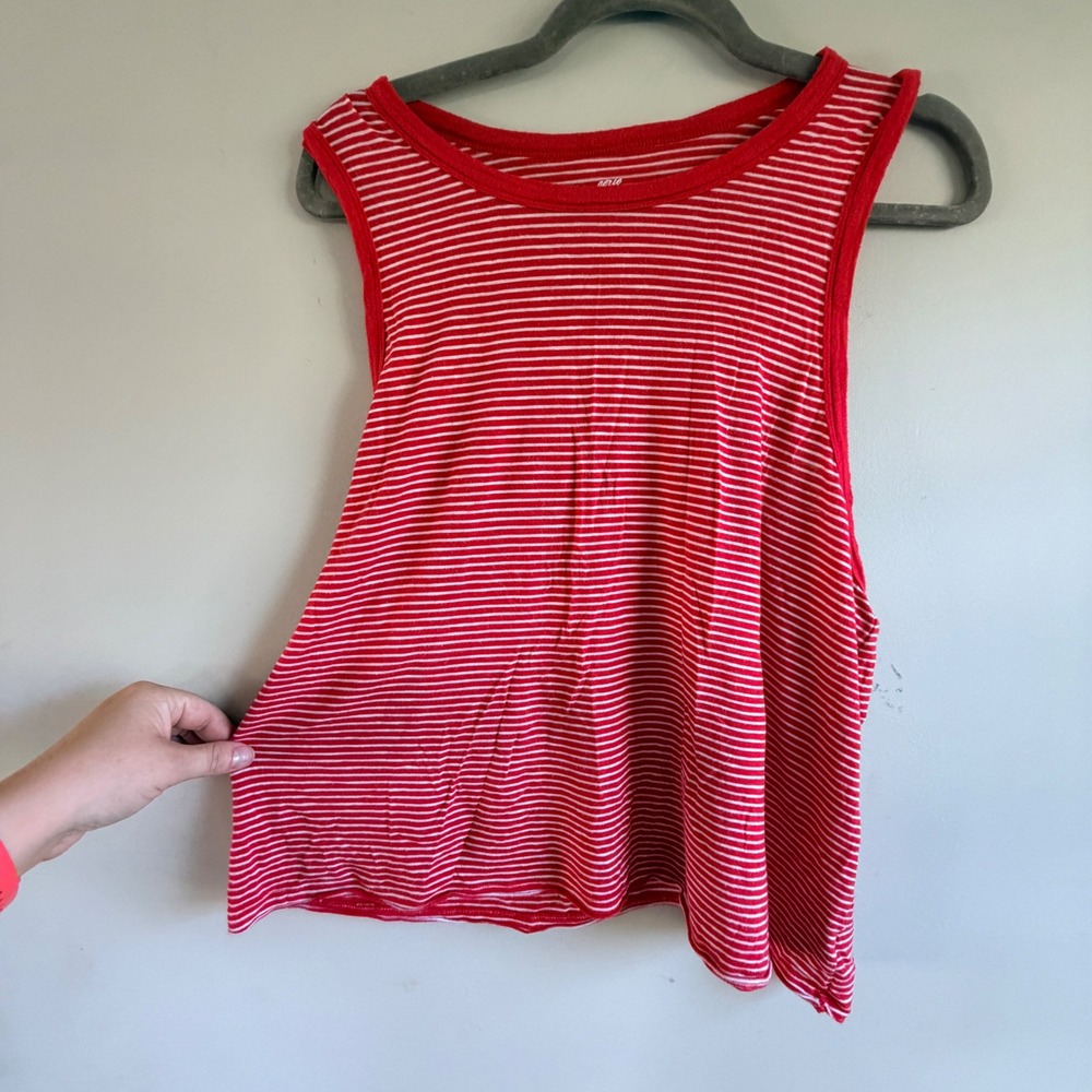 Aerie Striped Tank Top Womens XL Red White Soft Flowy Indie Preppy